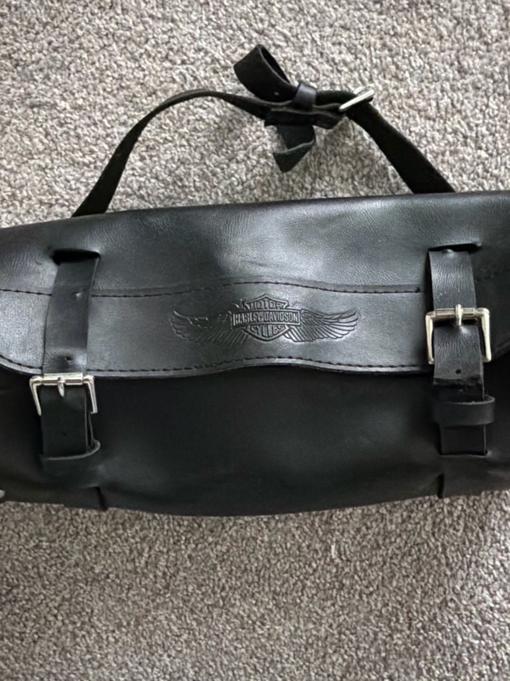 Harley-Davidson Black Leather belt bag for motorcycle
